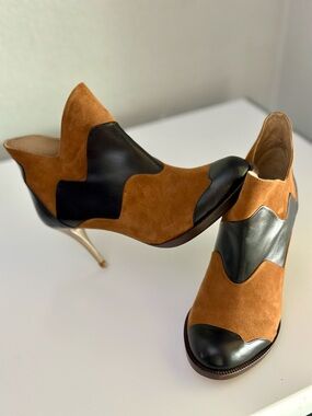 Women’s Atalanta Weller Suede Leather Ankle Booties in Brown and Black